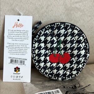 NWT Lug Embroidered Circle Pouch in Micro Houndstooth Black 🍒